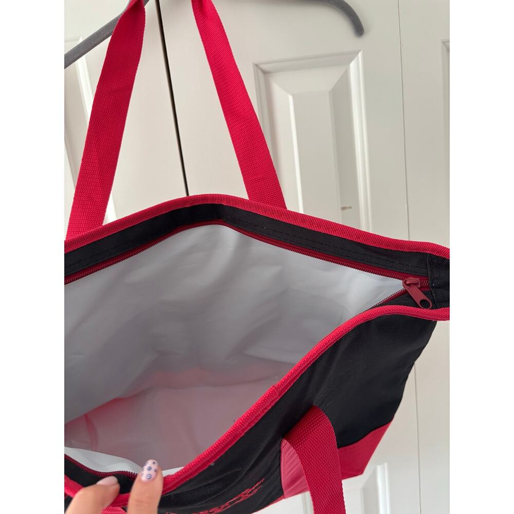 Trader Joe’s Insulated Reusable Grocery Tote Bag Black Red Large Cooler Shopper - Picture 7 of 9
